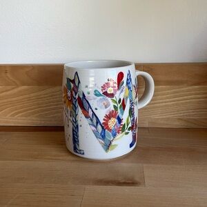Anthropologie “M” Ceramic Coffee Mug with Flowers